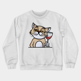 Pawr Me Some Wine | Cat enjoying a glass of red wine Crewneck Sweatshirt